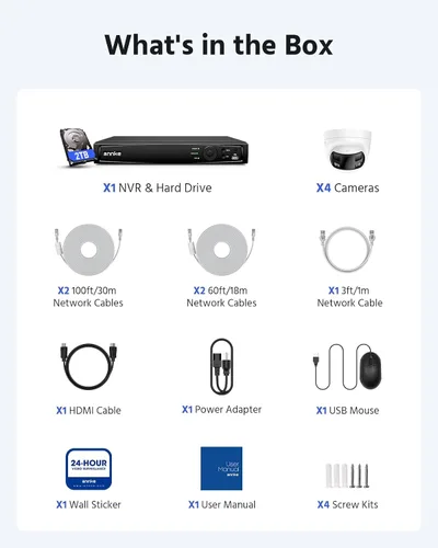 Miniatura 9 de ANNKE Sistema de cámara de seguridad PoE 4K con lente dual, gran angular de 180°, NVR H.265+ de 12MP con disco duro de 2 TB, 4 cámaras IP