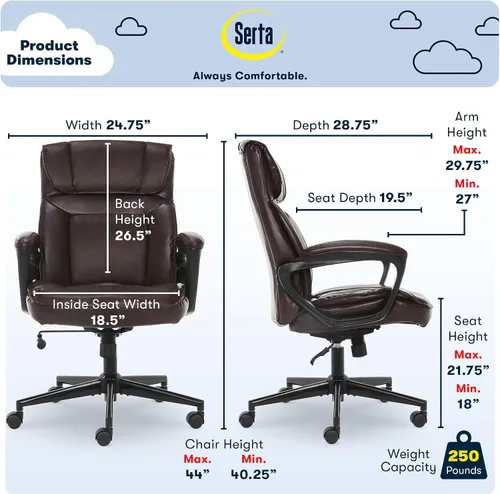 Miniatura 3 de Silla de oficina ejecutiva Serta, Textil