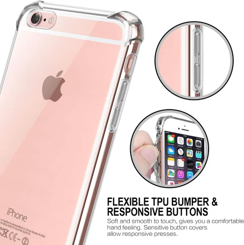 Miniatura 5 de Funda para iPhone 6, funda transparente para iPhone 6s, bonita funda antiarañazos, delgada, funda de TPU reforzada, absorción de golpes, funda