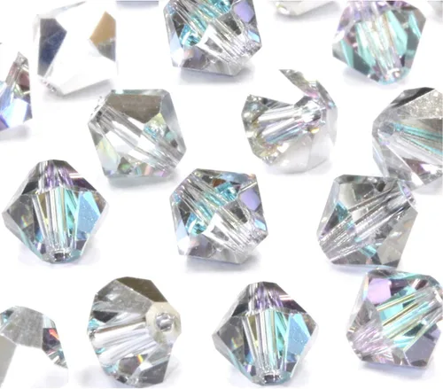 Miniatura 27 de 100 cuentas sueltas de cristal bicono facetado pequeño Preciosa auténtico de 3mm (0.118 pulgadas) aguamarina AB (azul) compatibles con cristales