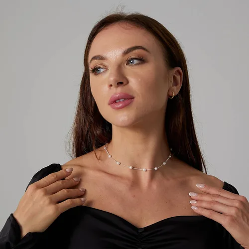 Miniatura 4 de Delicado collar con colgante de perlas para mujer, chapado en oro de 14 quilates, elegante collar de perlas de agua dulce, collar de perlas con clip