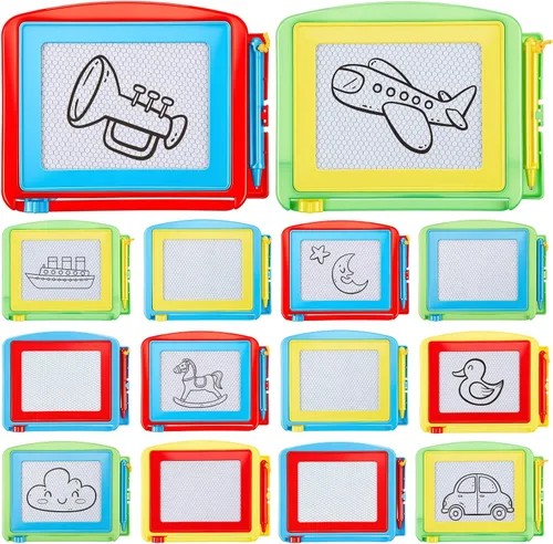 Miniatura 9 de Tinlade Paquete de 24 mini pizarras magnéticas de dibujo para niños, pequeña almohadilla de dibujo borrable, tableta de escritura para niños