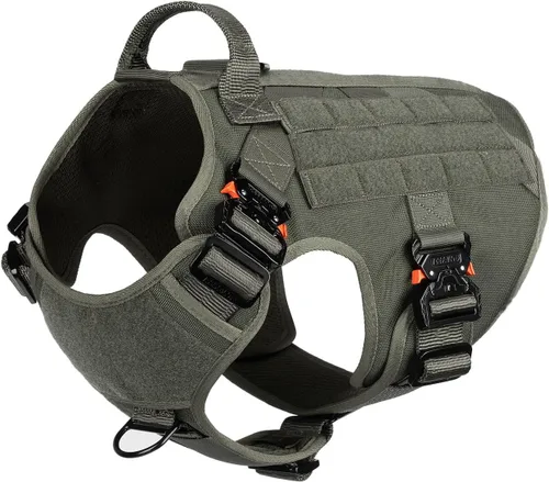 Miniatura 6 de ICEFANG Arnés táctico para perro con 4 hebillas de metal, chaleco, equipo para transportar carga, ligero y modular para perro con asa, sin correa