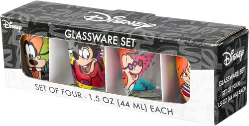 Miniatura 7 de Silver Buffalo Disney Una película Goofy - Juego de 4 mini vasos con personajes de Goofy, Max Goof, Roxanne y Bobby Zimuruski, 1.5 onzas
