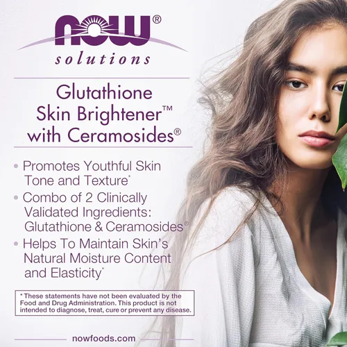 Miniatura 4 de NOW Foods Solutions, Aclarador de piel con glutatión con Ceramosides®, Hidratante e Iluminador, 30 Cápsulas Vegetales