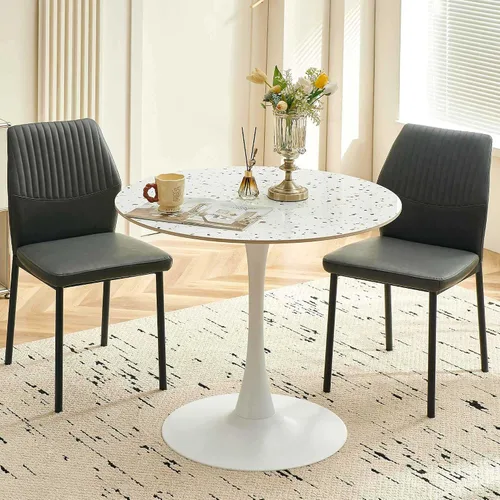 Juego de 2 sillas de comedor modernas, de piel sintética, cómodas, tapizadas, para comedor, cocina, con patas de metal negro para sala de estar,
