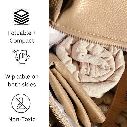 Miniatura 3 de UNIKLOOK Cambiador portátil de cuero - Cuero vegano - Cambiador de bebé de viaje - Estación de cambio de pañales portátil multiusos impermeable 14 x