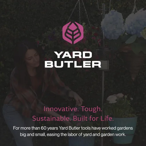 Miniatura 7 de Yard Butler YT-5 Jardín colgante para árbol de patio, tres ganchos de pastor para colgar plantas al aire libre o interior, dos soportes circulares