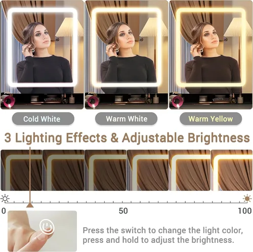 Miniatura 3 de BTHFST Escritorio de Tocador de Esquina con Luces y Estación de Carga, Tocador de Maquillaje con Luces, Juego de Tocador con Espejo y Taburete