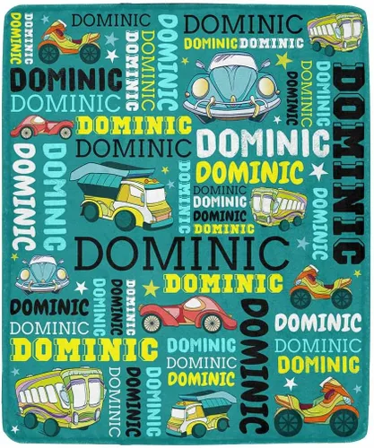 Miniatura 24 de Artsadd Mantas personalizadas con nombre y diseño de transporte para bebé niño de 30 x 40 pulgadas, manta personalizada de camión con nombre