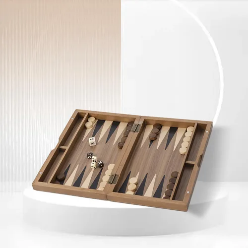 Miniatura 7 de GSE Games & Sports Expert Set de Juego de Mesa de Backgammon Plegable de Madera Magnética Premium con Incrustaciones, Juego de Mesa Portátil