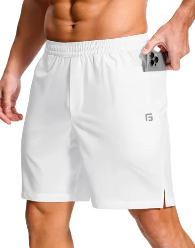 Miniatura 54 de GGJ Pantalones cortos deportivos ligeros para hombre con 2 bolsillos con cremallera de 7/5/9 pulgadas, pantalones cortos de tenis de secado rápido