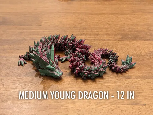 Miniatura 6 de Dragón de cristal articulado mediano de 12 pulgadas, figura de dragón de plástico impresa en 3D multicolor, colores nacarados del arco iris