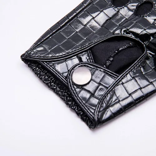 Miniatura 4 de YISEVEN Guantes de cuero sin dedos para conducir en motocicleta sin forro