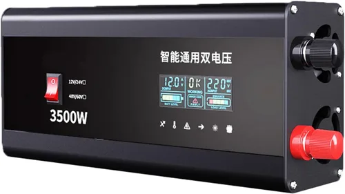 Miniatura 8 de Inversor de corriente de onda sinusoidal modificada de 3000 W 3500 W, 12 V-60 V CC a 220 V CA, 2 salidas de CA, pantalla digital inteligente