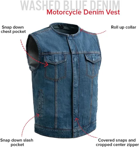 Miniatura 2 de First Mfg Co - No Limit - Chaleco vaquero de motociclista para hombre