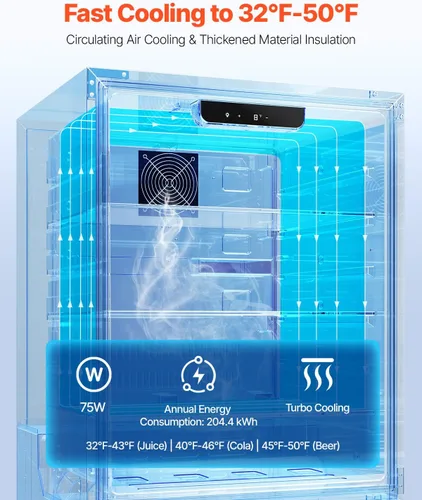 Miniatura 3 de VEVOR Refrigerador de bebidas para exteriores de 24 pulgadas, refrigerador de bebidas integrado de 150 cuartos de galón, enfriador de eficiencia