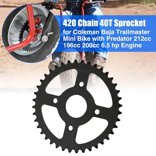 Miniatura 2 de YOXUFA 40/41/420 cadena 40T diente mini rueda dentada 1.575 in diámetro para Coleman BT200X CT200U CT200U-EX Baja Warrior TrailMaster Massimo MB165