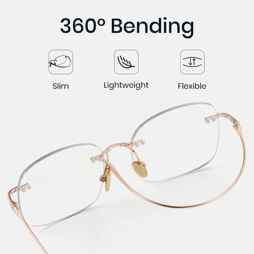 Miniatura 5 de Cyxus Rimless Pure Titanium Blue Light Blocking Glasses, Ultra Lightweight Frameless Computer Eyewear, Anti Screen Glare