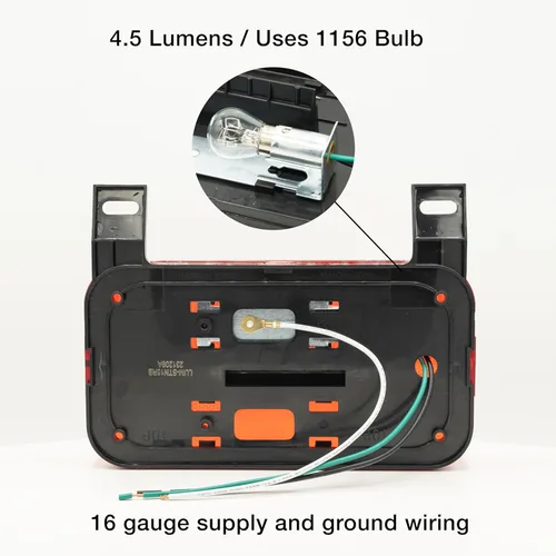 Miniatura 4 de Lumitronics Luz de montaje en superficie roja, soporte de licencia y luz de matrícula, parada/giro/cola para RV, remolque, cámper, quinta rueda