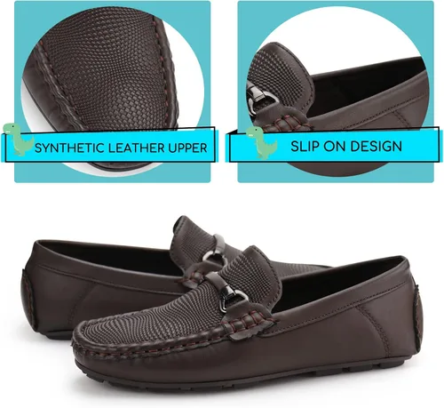 Miniatura 27 de JABASIC Mocasines Penny para niños, estilo casual, sin cordones, zapatos de vestir para niños