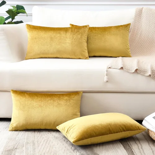 Miniatura 11 de OTOSTAR Juego de 4 fundas de almohada decorativas de terciopelo suave, fundas de cojín lumbares sólidas, fundas de cojín lujosas para sofá
