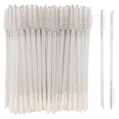 Miniatura 11 de 100 varitas de rímel desechables de doble extremo, cepillo de labios, aplicador de lápiz labial, carretes de cejas para extensiones de pestañas