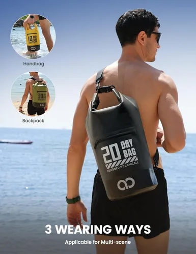 Miniatura 5 de Lamicall Bolso Seco, Bolso Impermeable - [Duradero y Flotante] 5L/10L/20L/30L/40L Bolso Seco con Tapa Enrollable con Funda Resistente al Agua