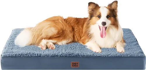 Miniatura 10 de EHEYCIGA Cama ortopédica de espuma para perros grandes, 35 pulgadas de largo x 23 pulgadas de ancho x 3.5 pulgadas de alto, gris claro