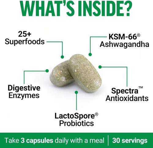 Miniatura 3 de Force Factor Smarter Greens Tabletas, suplemento de verduras con más de 25 superalimentos y antioxidantes para mejorar la digestión, reducir