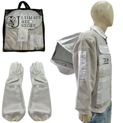 Miniatura 4 de Chaqueta de abeja altamente ventilada, 3 capas de apicultura, chaqueta de apicultura de alta calidad, chaqueta de apicultura de protección completa