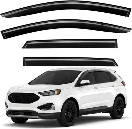 Miniatura 34 de Deflectores de ventana con cinta adhesiva teñida de humo para ventana lateral, deflectores de lluvia compatibles con brújula 2017-2026 - 4 piezas.