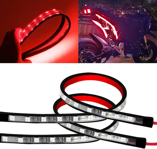 Miniatura 10 de Luz LED Flexible para Motocicleta Atmósfera Tiras de Luces de Neón LED de 12V Tira de Luz Trasera de Freno LED Bajo el Tablero Iluminación de Parada