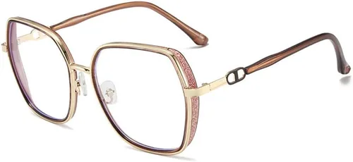 Miniatura 11 de Gafas grandes con bloqueo de luz azul para mujeres y hombres, elegantes lentes de metal Retr Anti-UV Antifatiga Anti-Blue Eye Glasses
