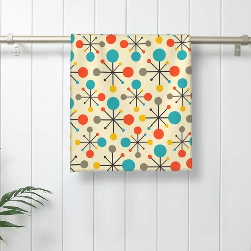 Miniatura 5 de Mid Century Fifties - Juego de 2 toallas de mano modernas atómicas retro para baño, suaves, absorbentes, amarillas, para baño, cocina, playa, spa