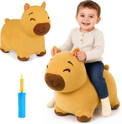 Miniatura 8 de Bouncy Pals Caballo saltador de ajolote morado, tolva inflable de animales para niñas pequeñas, juguete de salto al aire libre para niños, juguete