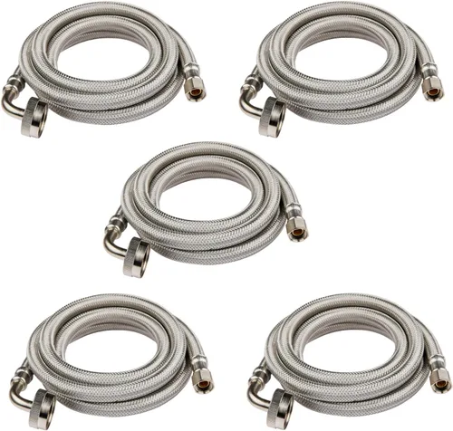 Miniatura 7 de Manguera para lavavajillas de 4 pies, 3/8 pulgadas Comp x 3/4 pulgadas FHT de acero inoxidable con codo FGH de 90 grados