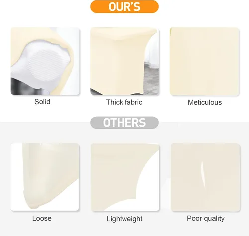 Miniatura 6 de Paquete de 2 fundas de mesa ajustadas rectangulares de spandex de 6 pies, color beige, mantel de tela elástica sin arrugas para fiestas, ferias