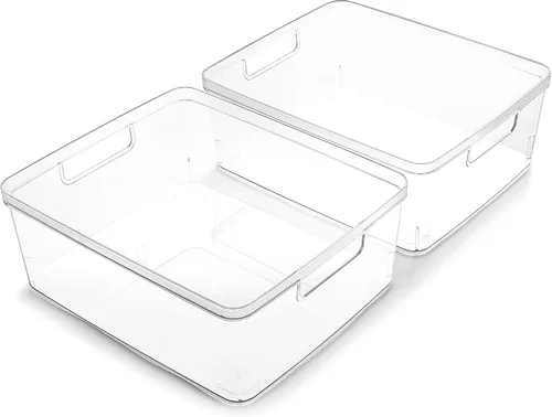 BINO THE LUCID COLLECTION - Contenedores de almacenamiento de plástico, medianos – Paquete de 12 unidades | Contenedores organizadores multiusos |