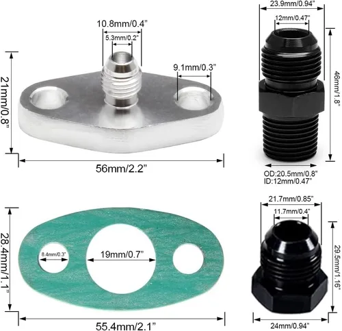 Miniatura 6 de Turbo cargador aceite drenaje retorno línea de alimentación de aceite kit completo apto para T3 T4 GT35 T70 T66