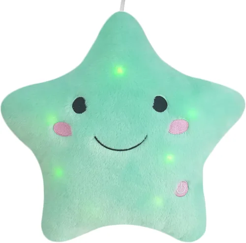 Miniatura 9 de Almohada de estrella brillante de 13.8 pulgadas, almohada de felpa de estrella LED con luces nocturnas coloridas, juguete de estrella suave y Azul