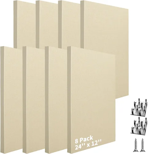 Miniatura 13 de Art3dwallpanels 4 PCS Paneles Acústicos, 24''x12'' Paneles de Pared de Tela Insonorizados, Paneles de Absorción de Sonido de Montaje Fácil con Gris