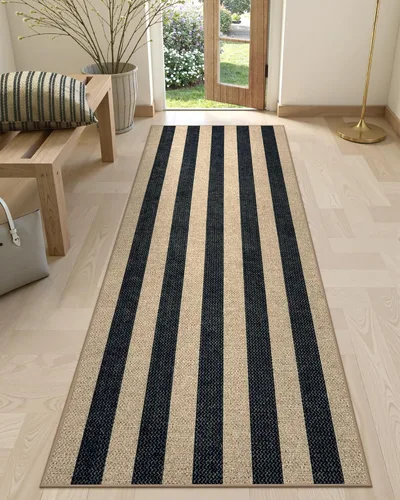 Miniatura 43 de Lahome Alfombra de yute a rayas fácil para patio al aire libre, alfombras lavables de 3 x 5 pies para entrada, porche, casa de campo, alfombra