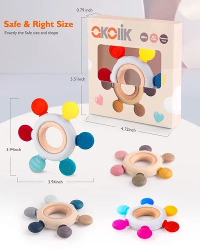 Miniatura 6 de akolik Juguetes de Dentición para Bebés, Juguete de Alivio de Dentición, Juguetes para Morder para Bebés Libres de BPA, Juguetes para Bebés Recién