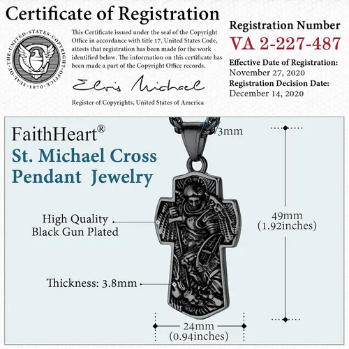 Miniatura 2 de FaithHeart - Collar de San Miguel, dije personalizado de protección del arcángel, para hombres y mujeres, acero inoxidablechapado en oro Medalla