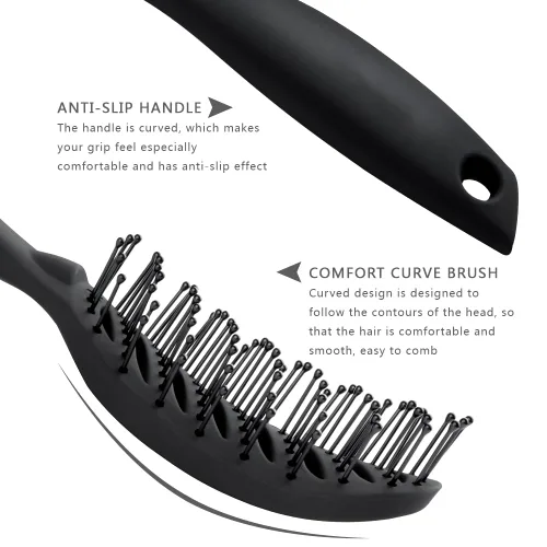 Miniatura 5 de Cepillo de ventilación curvo para secar con soplado y desenredar Solon Cepillo de cabello húmedo para cabello largo y grueso fino rizado natural