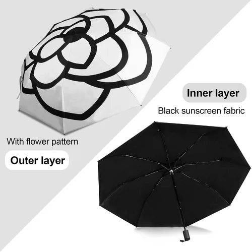 Miniatura 6 de WANLIAN Sombrillas para protección UV, paraguas de viaje compacto, paraguas para protección solar, resistente al viento, impermeable, protección UV