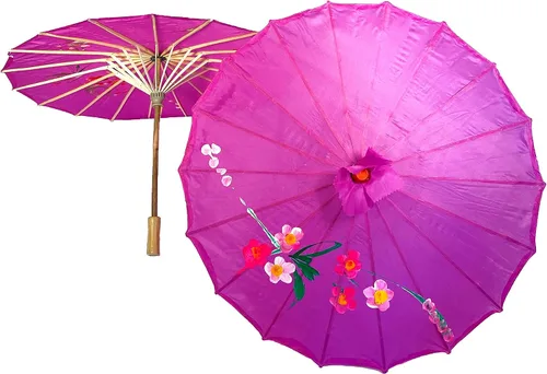 Miniatura 2 de TJ Global Pack de 2 sombrillas japonesas chinas tamaño 22.0 in para bodas, fotografías, disfraces, cosplay, decoración y otros eventos, 2 paraguas