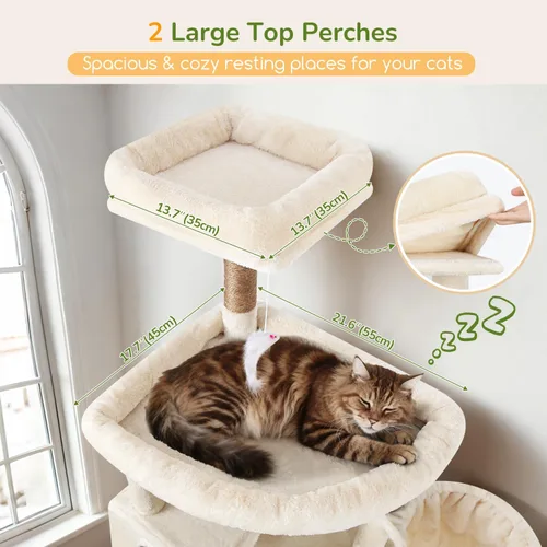 Miniatura 2 de Globlazer Torre de árbol para gatos extra grande, 82 pulgadas de alto, árbol para gatos de interior, torre grande para gatos grandes y adultos con 8