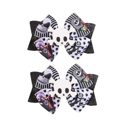 Lazo para el pelo de Halloween, calabaza, murciélago, araña, fantasma, horquilla para fiesta de Halloween, accesorios para el cabello (negro A)